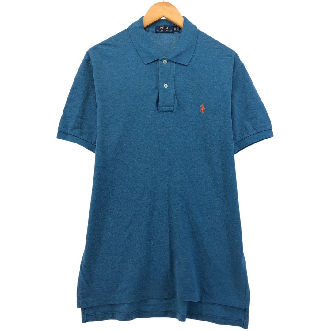 Ralph Lauren POLO RALPH LAUREN short sleeve polo shirt, men's size M cotton turquoise blue Vintage Second Hand