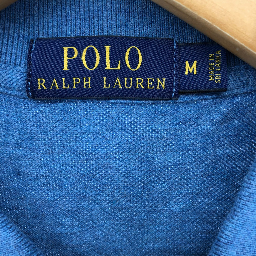 Ralph Lauren POLO RALPH LAUREN short sleeve polo shirt, men's size M cotton turquoise blue Vintage Second Hand