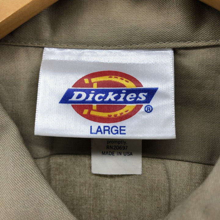 Vintage 80s-90'S Dickies Stars and Stripes Short Sleeve Work Shirt, Boxy, Made in USA, Men's Size L polyester Beige type Vintage Second Hand