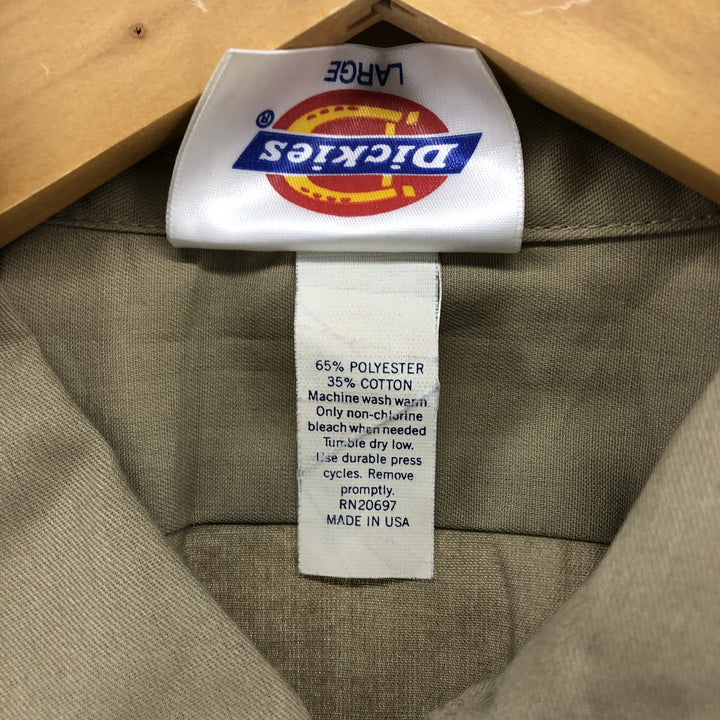 Vintage 80s-90'S Dickies Stars and Stripes Short Sleeve Work Shirt, Boxy, Made in USA, Men's Size L polyester Beige type Vintage Second Hand