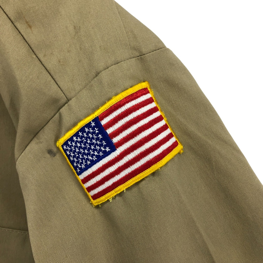 Vintage 80s-90'S Dickies Stars and Stripes Short Sleeve Work Shirt, Boxy, Made in USA, Men's Size L polyester Beige type Vintage Second Hand