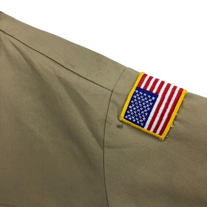 Vintage 80s-90'S Dickies Stars and Stripes Short Sleeve Work Shirt, Boxy, Made in USA, Men's Size L polyester Beige type Vintage Second Hand