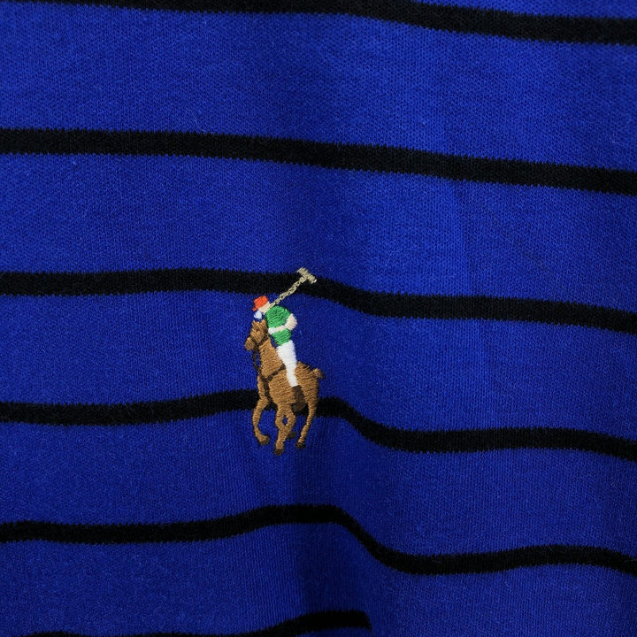 Ralph Lauren POLO RALPH LAUREN PIMA SOFT TOUCH short sleeve striped polo shirt men's XL size cotton blue type Vintage Second Hand