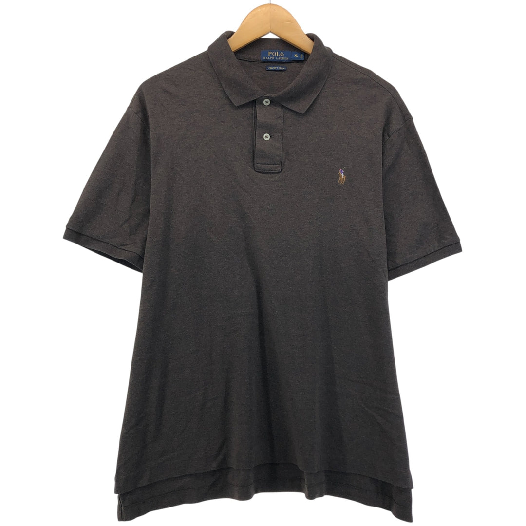 Ralph Lauren POLO RALPH LAUREN PIMA SOFT TOUCH short-sleeved polo shirt, men's size XL cotton brown type Vintage Second Hand