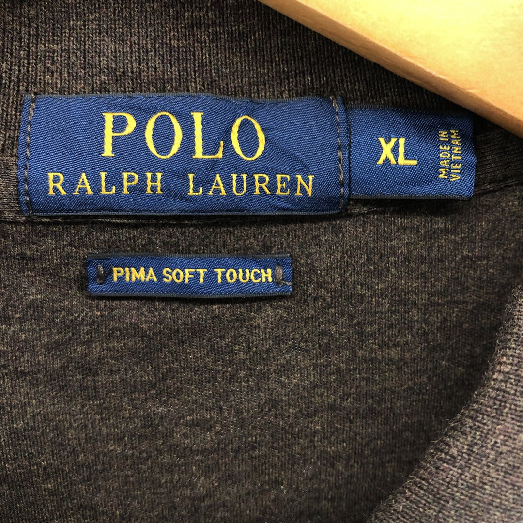 Ralph Lauren POLO RALPH LAUREN PIMA SOFT TOUCH short-sleeved polo shirt, men's size XL cotton brown type Vintage Second Hand