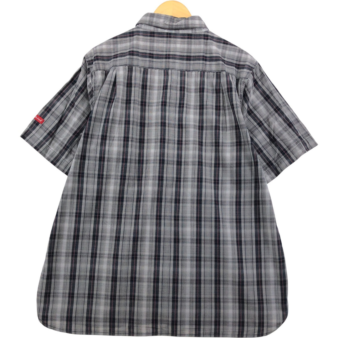 Dickies Check Pattern Short Sleeve Work Shirt Men's XL cotton gray type Vintage Second Hand