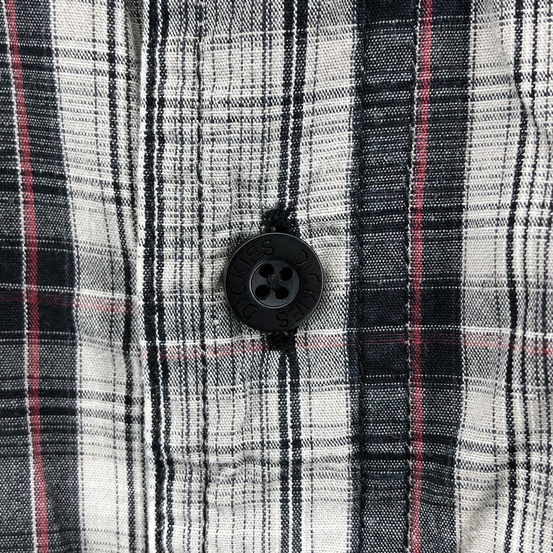 Dickies Check Pattern Short Sleeve Work Shirt Men's XL cotton gray type Vintage Second Hand