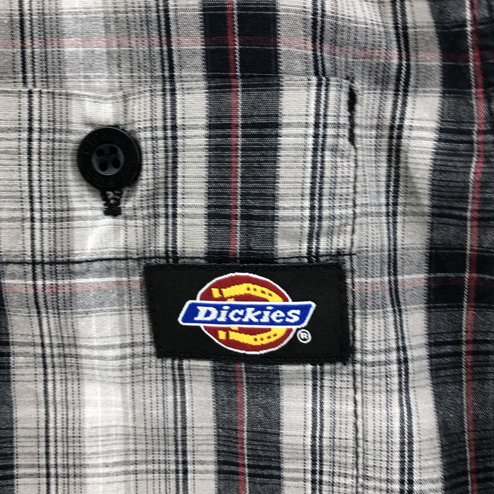 Dickies Check Pattern Short Sleeve Work Shirt Men's XL cotton gray type Vintage Second Hand