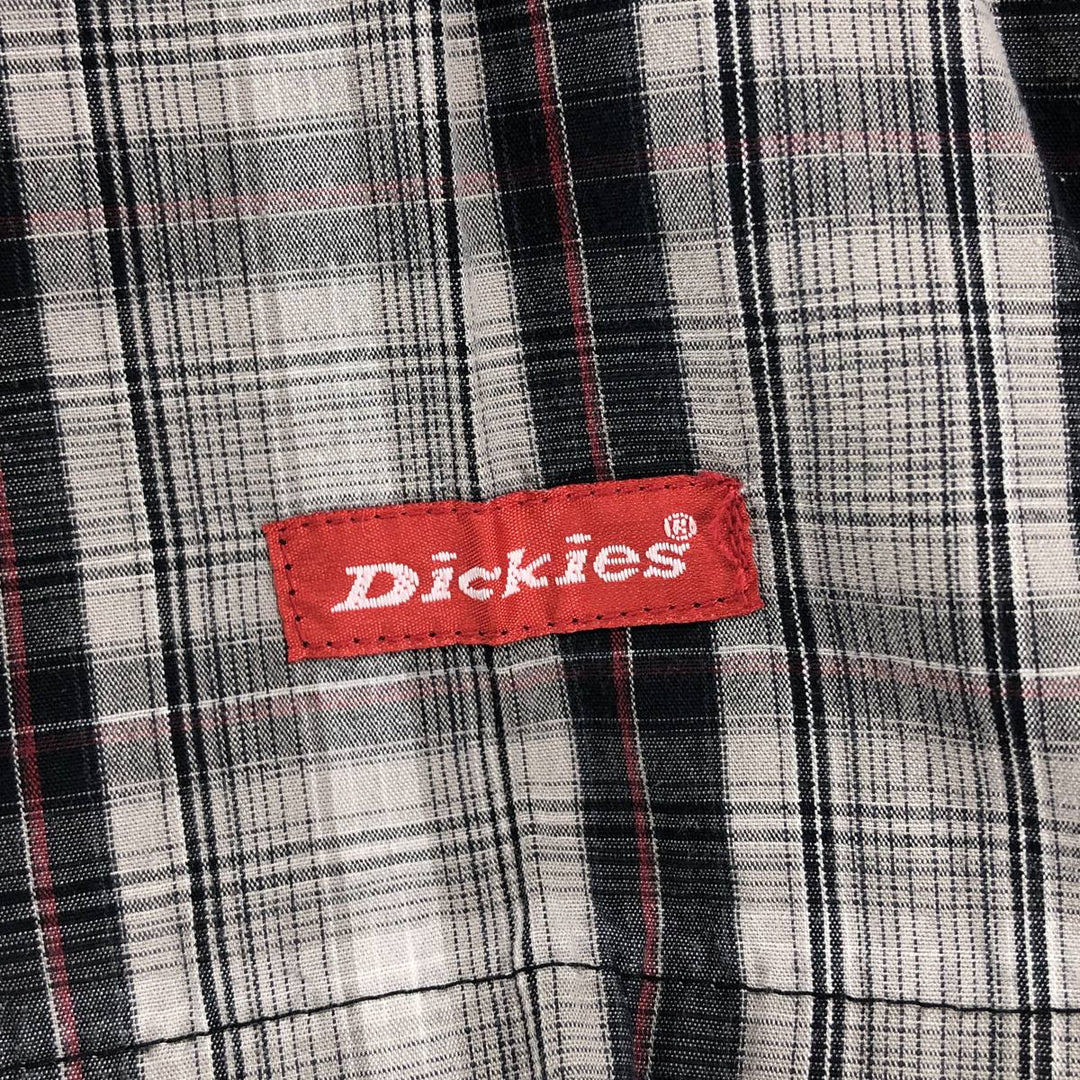 Dickies Check Pattern Short Sleeve Work Shirt Men's XL cotton gray type Vintage Second Hand