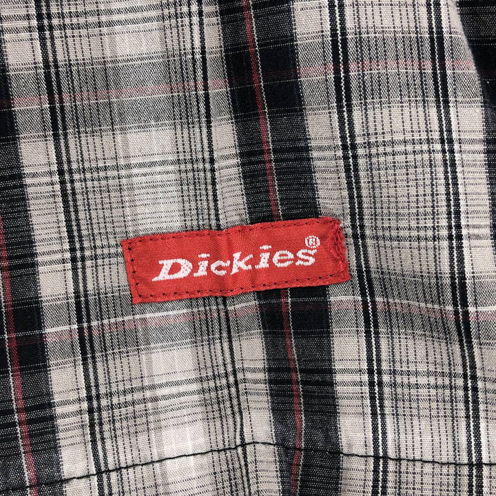 Dickies Check Pattern Short Sleeve Work Shirt Men's XL cotton gray type Vintage Second Hand