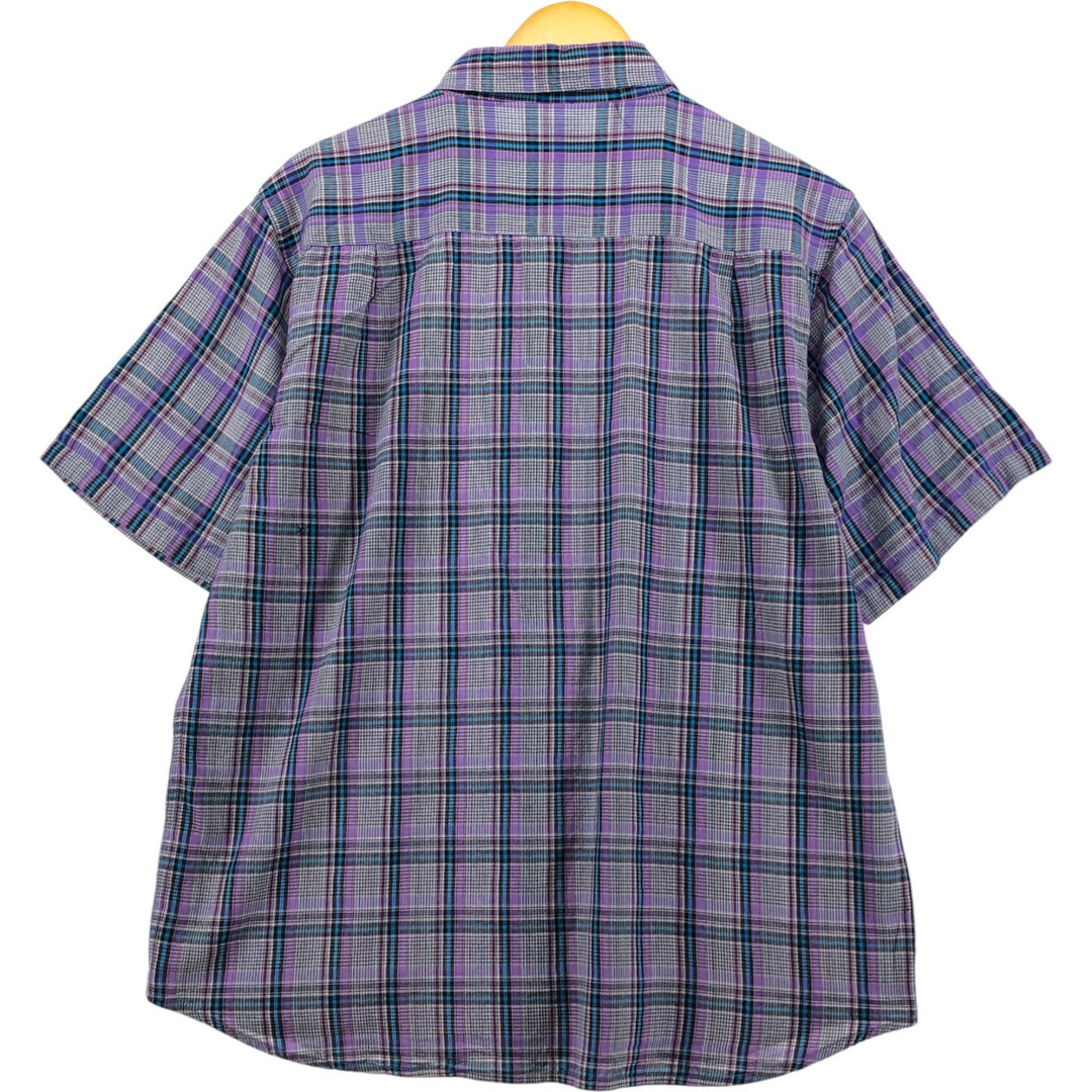 Dickies Tartan Check Short Sleeve Work Shirt, Men's Size XL cotton purple type Vintage Second Hand