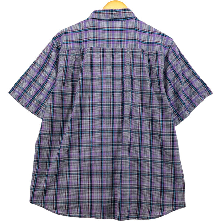 Dickies Tartan Check Short Sleeve Work Shirt, Men's Size XL cotton purple type Vintage Second Hand