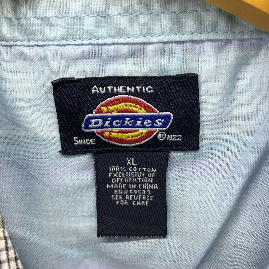Dickies Tartan Check Short Sleeve Work Shirt, Men's Size XL cotton purple type Vintage Second Hand
