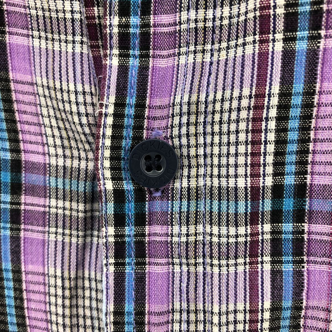 Dickies Tartan Check Short Sleeve Work Shirt, Men's Size XL cotton purple type Vintage Second Hand