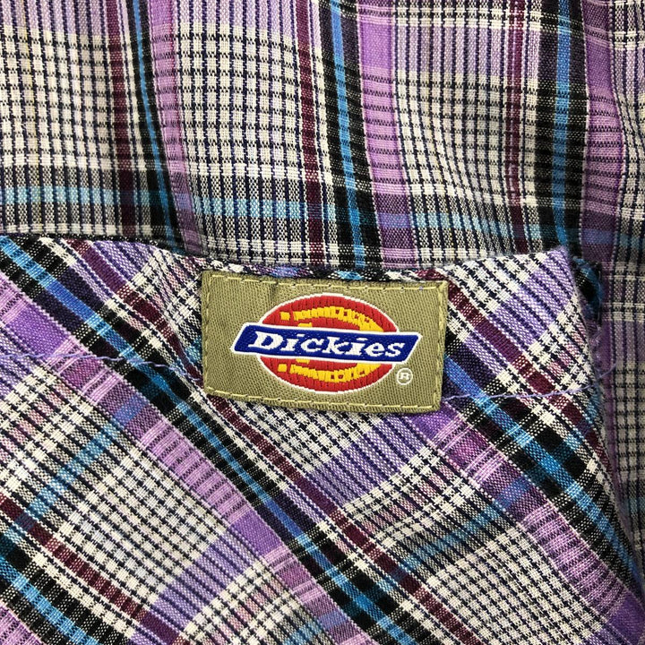 Dickies Tartan Check Short Sleeve Work Shirt, Men's Size XL cotton purple type Vintage Second Hand