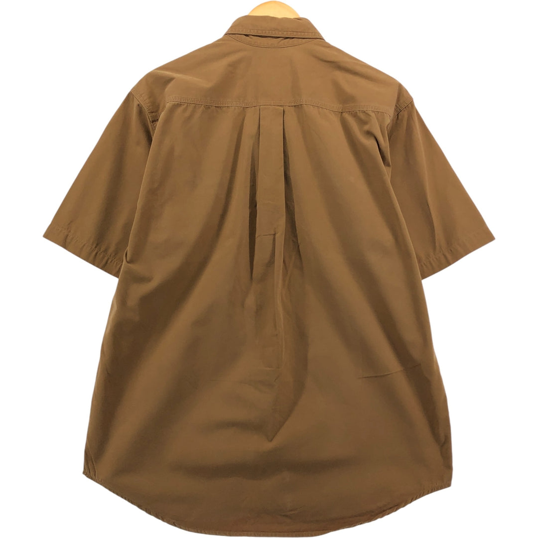 Carhartt button-down short-sleeve work shirt, men's size M cotton beige type brown Vintage Second Hand