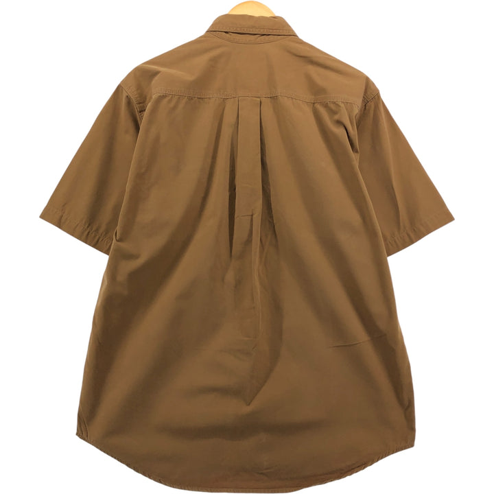 Carhartt button-down short-sleeve work shirt, men's size M cotton beige type brown Vintage Second Hand