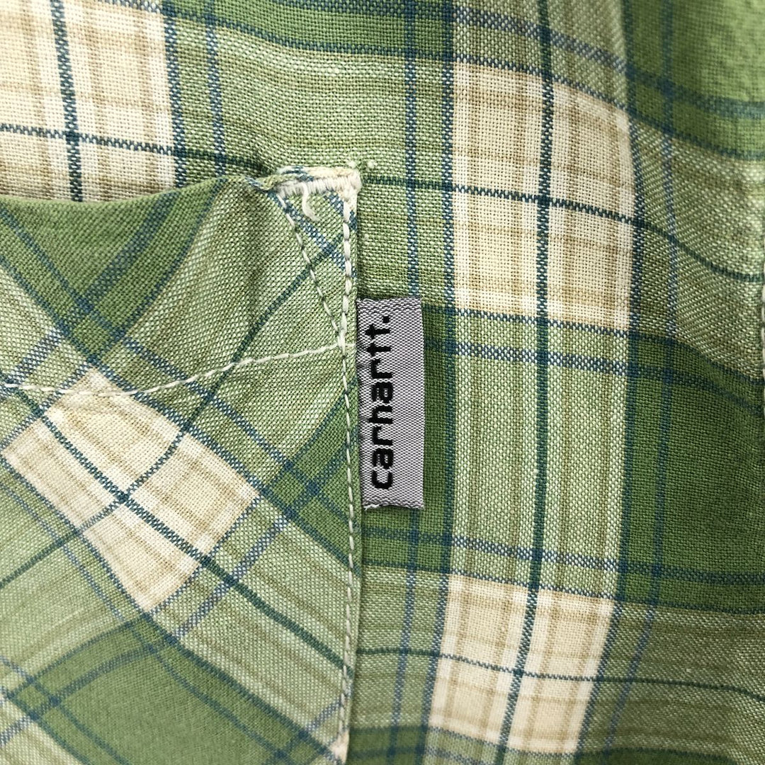 Carhartt Check Pattern Short Sleeve Work Shirt, Men's Size L cotton ivory Vintage Second Hand