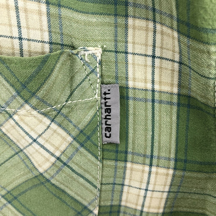 Carhartt Check Pattern Short Sleeve Work Shirt, Men's Size L cotton ivory Vintage Second Hand