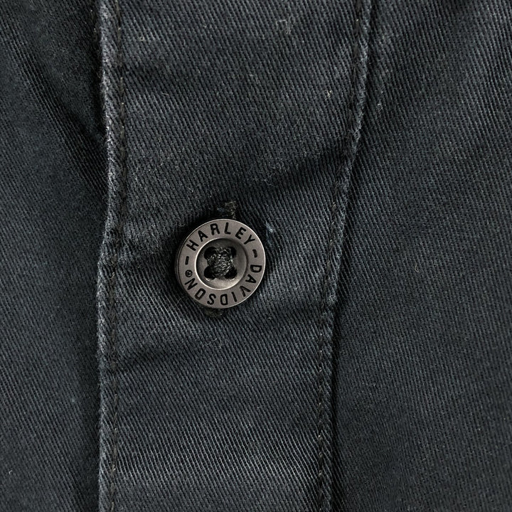 Harley-Davidson Skull Pattern Short Sleeve Work Shirt, Men's Size Medium cotton black type Vintage Second Hand