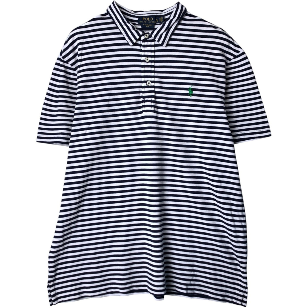 Ralph Lauren Polo Ralph Lauren FEATHERWEIGHT Short Sleeve Striped Polo Shirt Men's XL cotton white type Vintage Second Hand