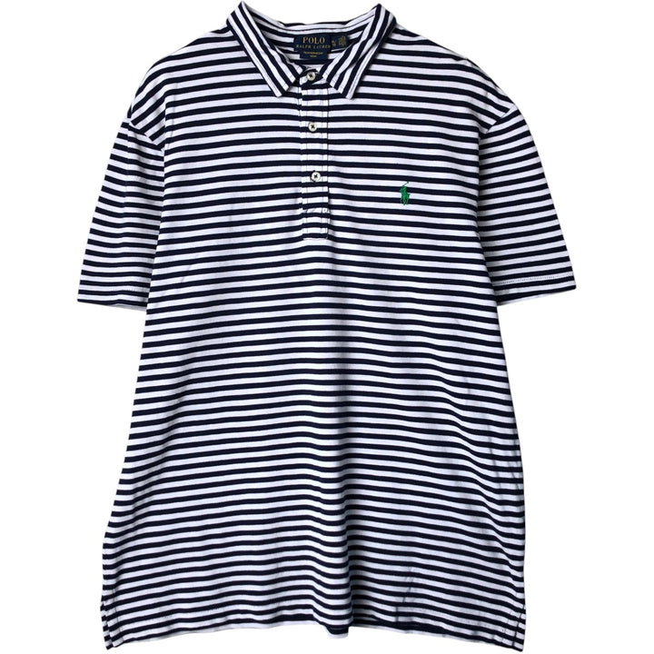 Ralph Lauren Polo Ralph Lauren FEATHERWEIGHT Short Sleeve Striped Polo Shirt Men's XL cotton white type Vintage Second Hand