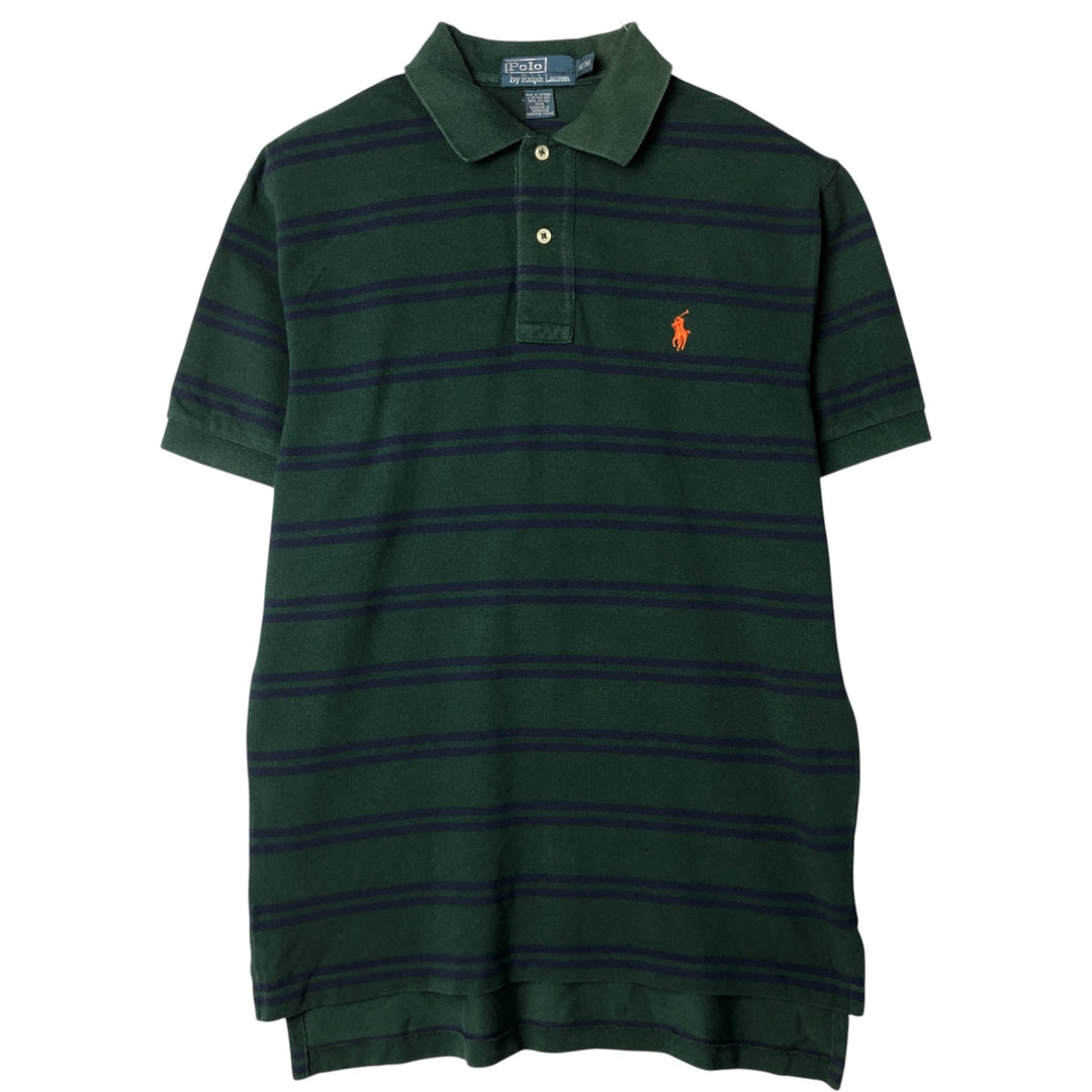 Ralph Lauren POLO by Ralph Lauren short sleeve striped polo shirt, men's size M cotton Green type dark green Vintage Second Hand