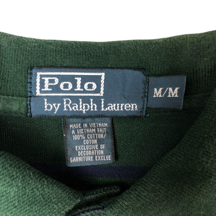Ralph Lauren POLO by Ralph Lauren short sleeve striped polo shirt, men's size M cotton Green type dark green Vintage Second Hand