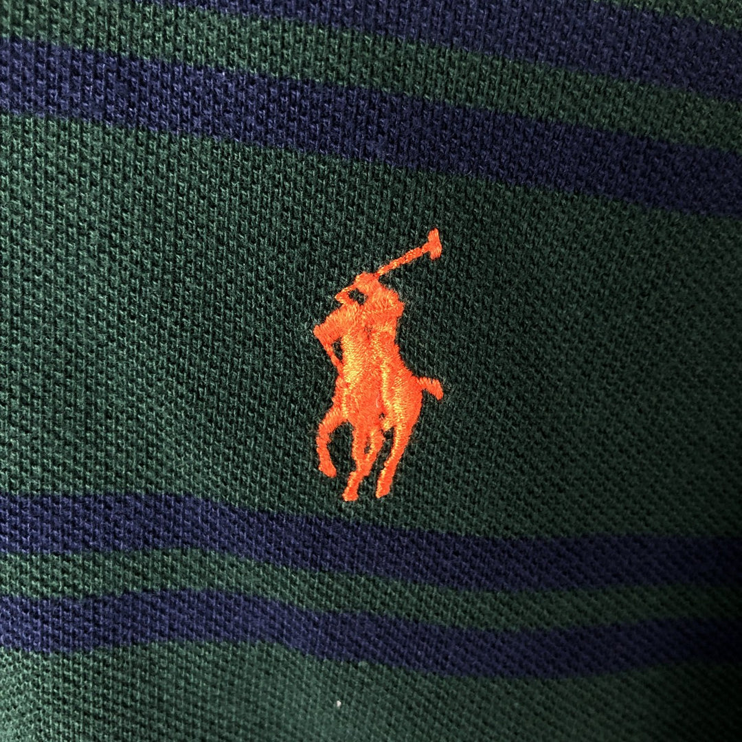 Ralph Lauren POLO by Ralph Lauren short sleeve striped polo shirt, men's size M cotton Green type dark green Vintage Second Hand