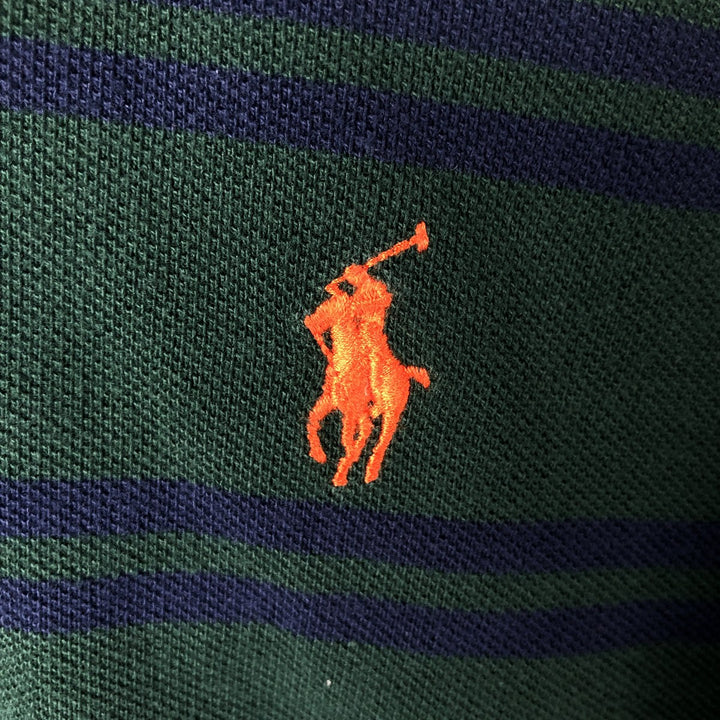 Ralph Lauren POLO by Ralph Lauren short sleeve striped polo shirt, men's size M cotton Green type dark green Vintage Second Hand