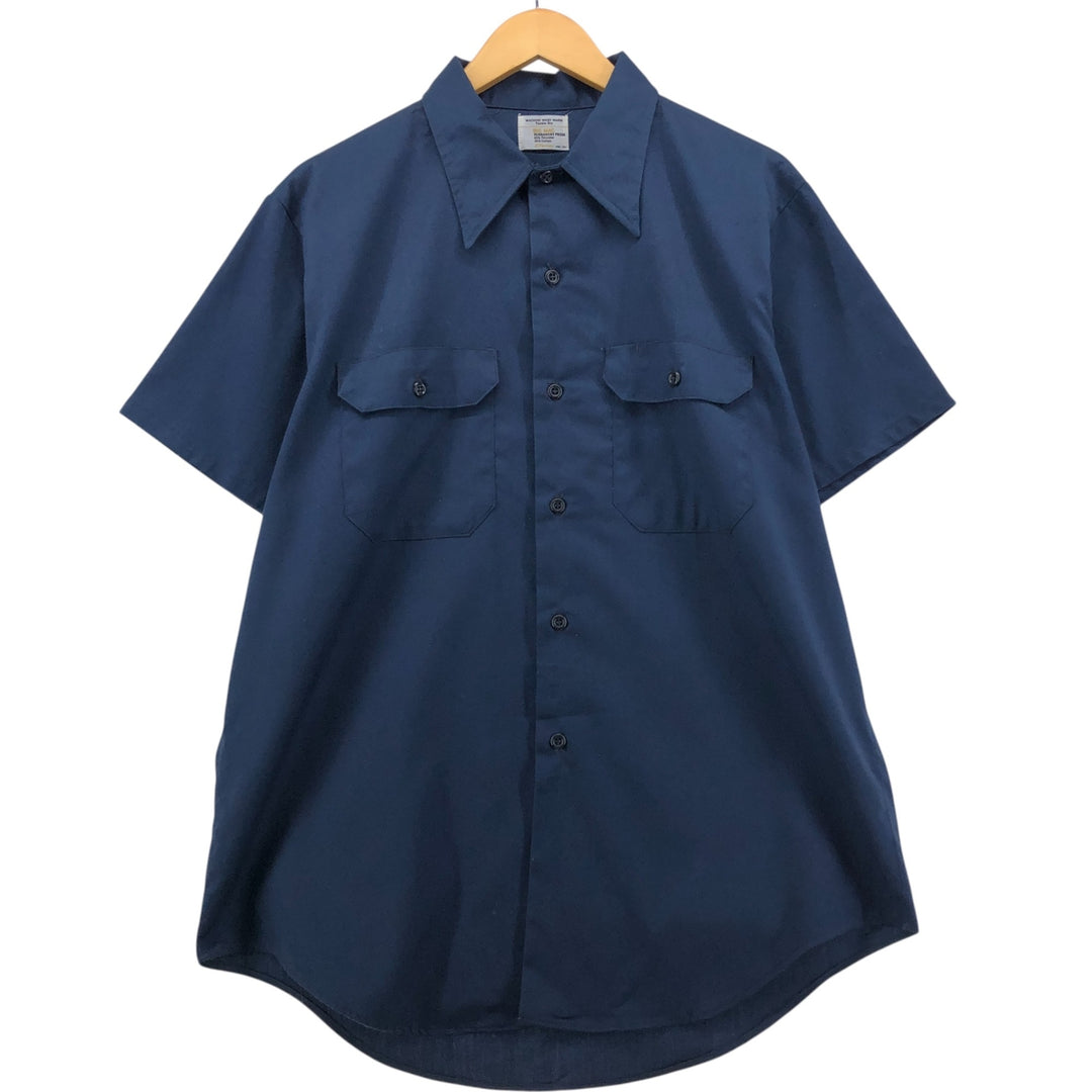 Vintage 1970'S Big Mac JC Penney short-sleeved work shirt, size L, men's polyester navy blue type Vintage Second Hand