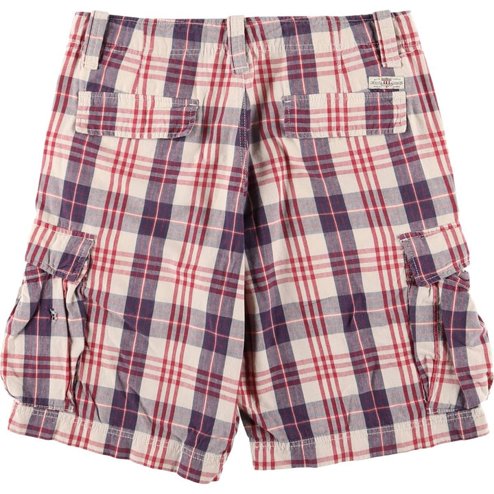 Vintage 90'S Ralph Lauren Polo Jeans Company Check Pattern Cargo Shorts, Men's Size 34 cotton red type Vintage Second Hand