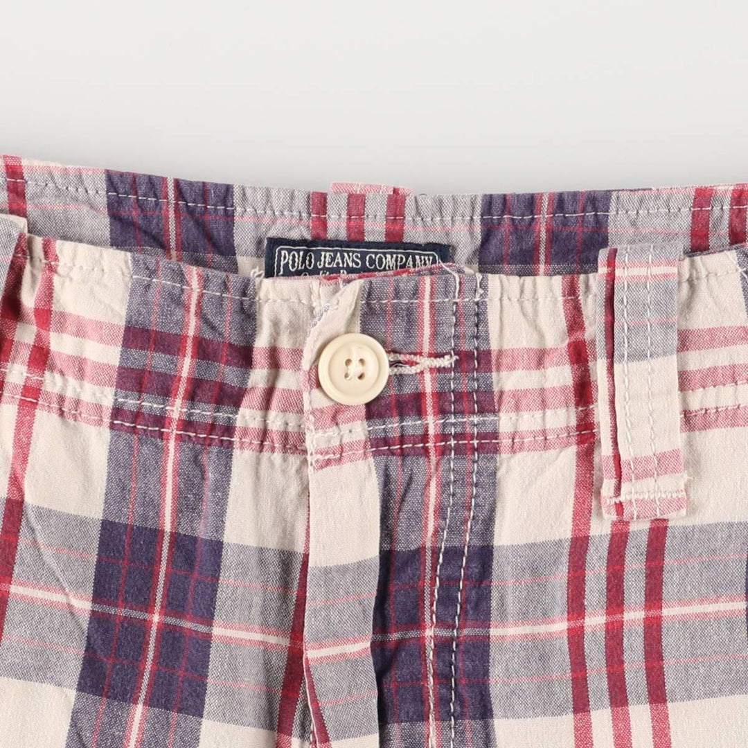 Vintage 90'S Ralph Lauren Polo Jeans Company Check Pattern Cargo Shorts, Men's Size 34 cotton red type Vintage Second Hand