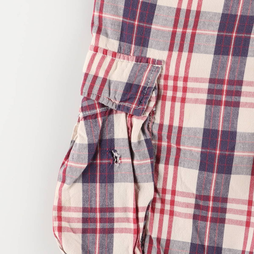 Vintage 90'S Ralph Lauren Polo Jeans Company Check Pattern Cargo Shorts, Men's Size 34 cotton red type Vintage Second Hand