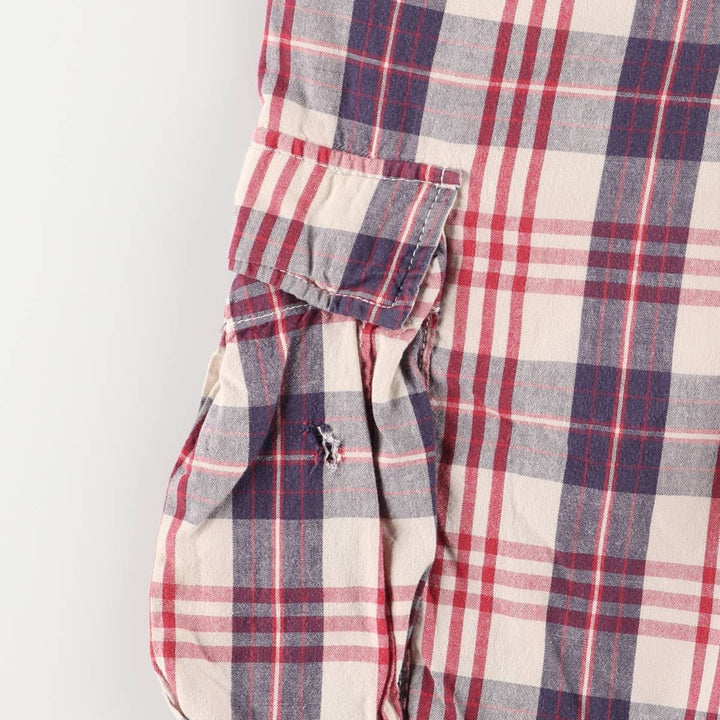 Vintage 90'S Ralph Lauren Polo Jeans Company Check Pattern Cargo Shorts, Men's Size 34 cotton red type Vintage Second Hand