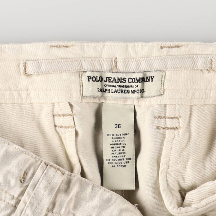 2000'S Ralph Lauren Polo Jeans Company cargo shorts, men's size W37 cotton ivory Vintage Second Hand