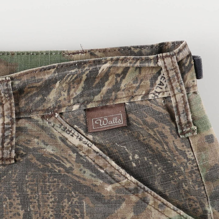WALLO Camouflage Pattern Realtree Camo Double Knee Ripstop Cargo Pants, Made in USA, Men's Size Medium cotton Khaki type Vintage Second Hand