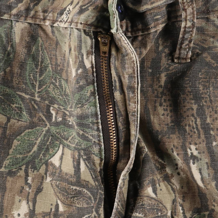WALLO Camouflage Pattern Realtree Camo Double Knee Ripstop Cargo Pants, Made in USA, Men's Size Medium cotton Khaki type Vintage Second Hand