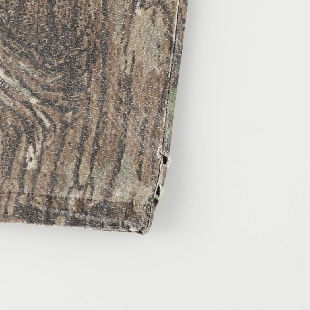 WALLO Camouflage Pattern Realtree Camo Double Knee Ripstop Cargo Pants, Made in USA, Men's Size Medium cotton Khaki type Vintage Second Hand