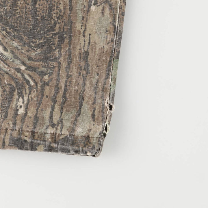 WALLO Camouflage Pattern Realtree Camo Double Knee Ripstop Cargo Pants, Made in USA, Men's Size Medium cotton Khaki type Vintage Second Hand