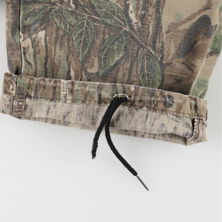 WALLO Camouflage Pattern Realtree Camo Double Knee Ripstop Cargo Pants, Made in USA, Men's Size Medium cotton Khaki type Vintage Second Hand