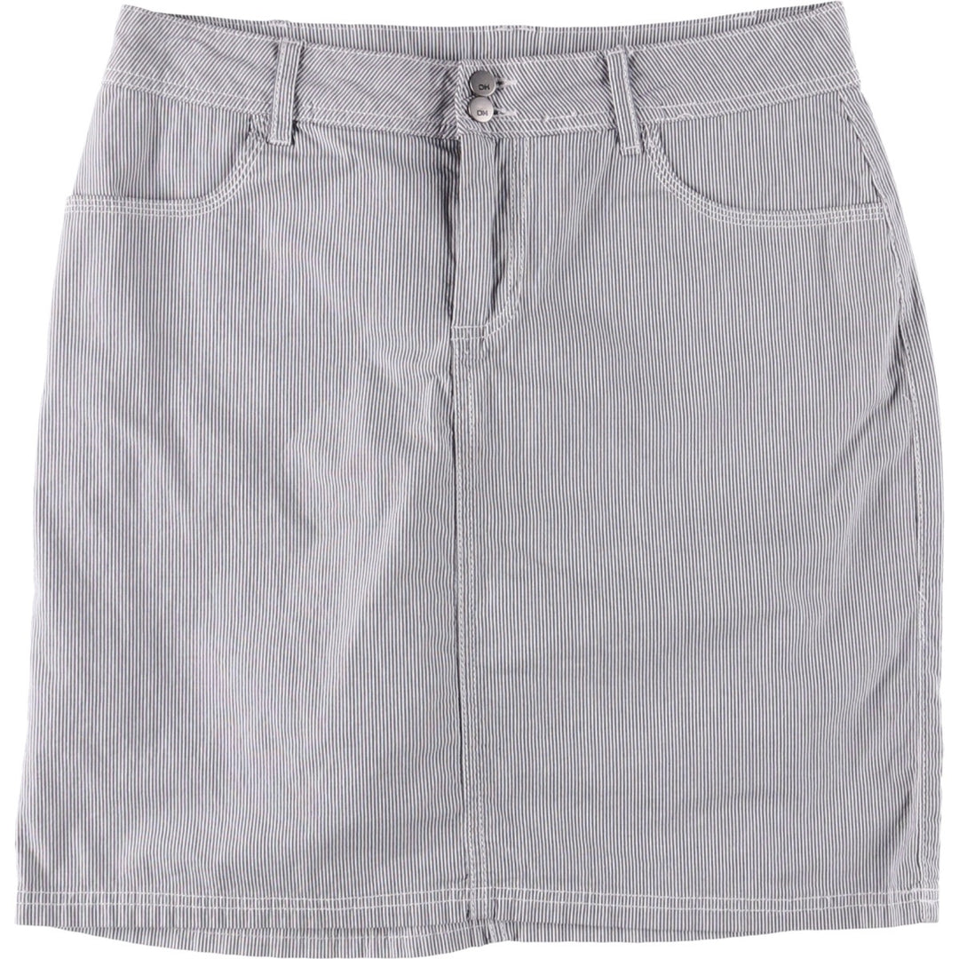 DENVERHAYES Striped Pattern Cotton Tight Mini Skirt/Culottes, Women's Size L cotton white type Vintage Second Hand