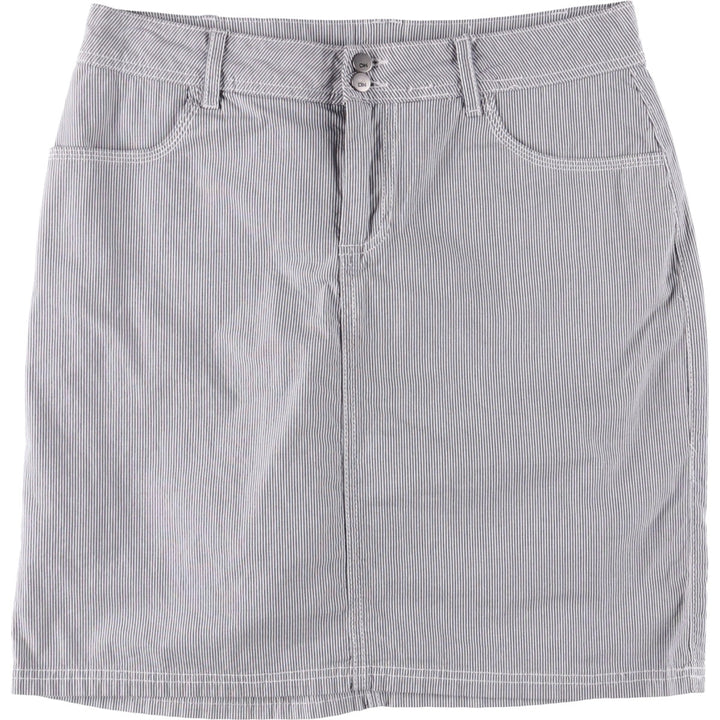 DENVERHAYES Striped Pattern Cotton Tight Mini Skirt/Culottes, Women's Size L cotton white type Vintage Second Hand