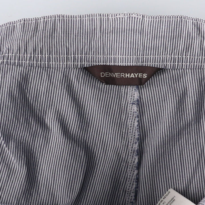 DENVERHAYES Striped Pattern Cotton Tight Mini Skirt/Culottes, Women's Size L cotton white type Vintage Second Hand