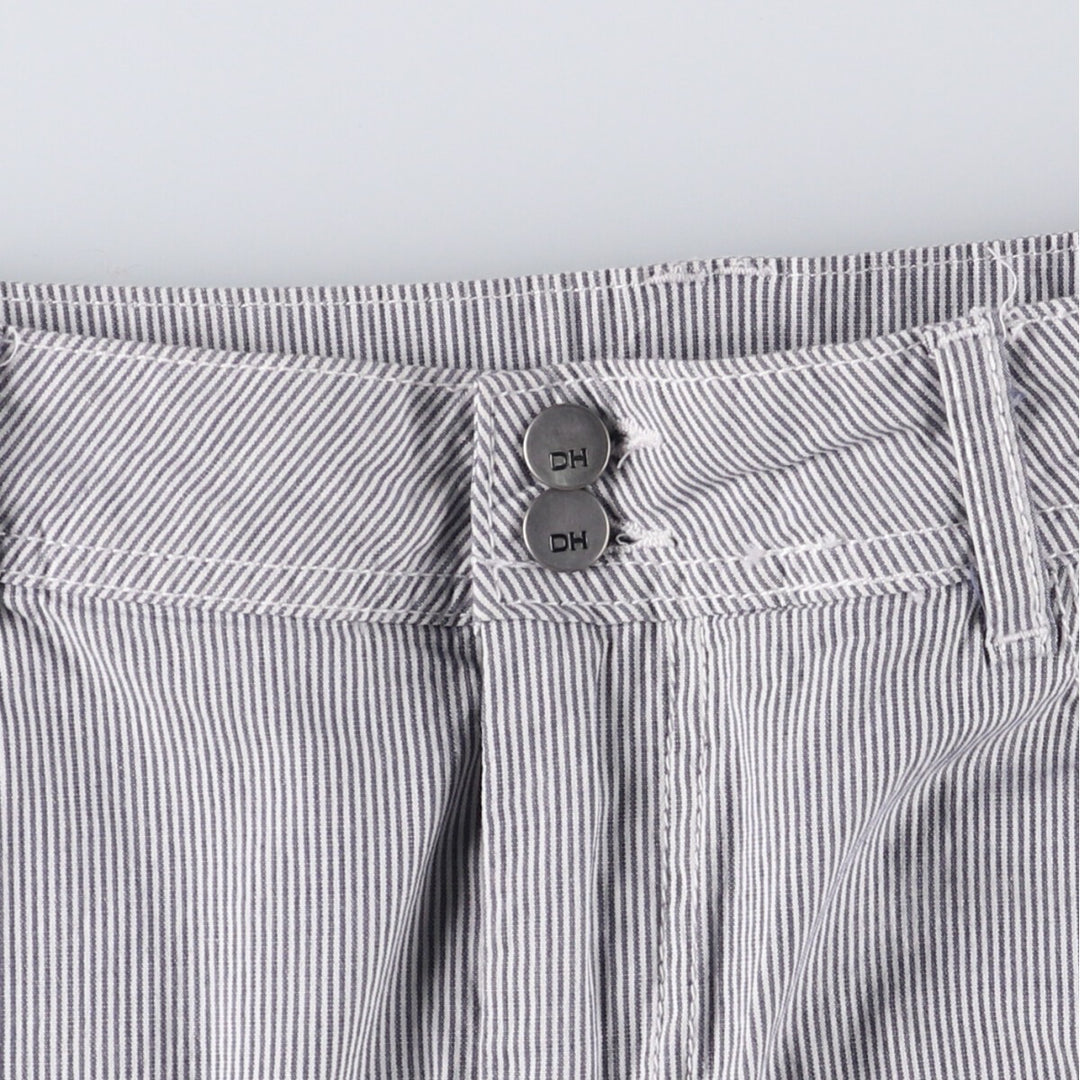 DENVERHAYES Striped Pattern Cotton Tight Mini Skirt/Culottes, Women's Size L cotton white type Vintage Second Hand