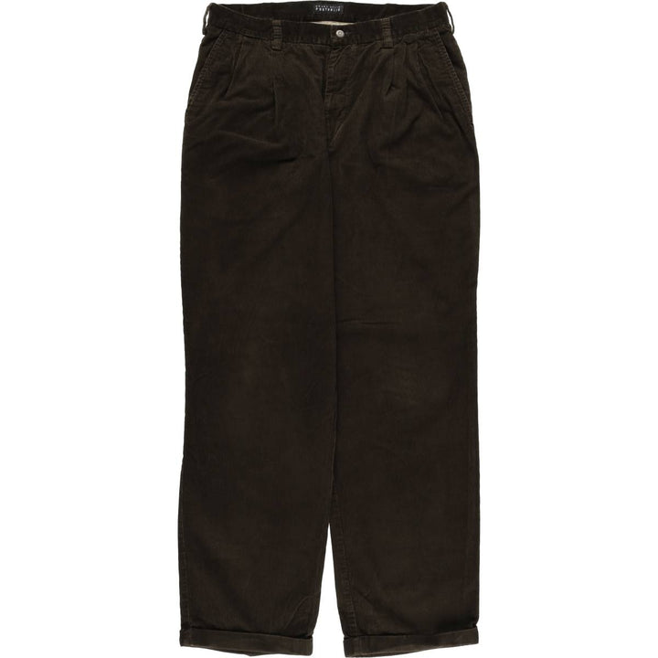 Perry Ellis PERRY ELLIS PORTFOLIO Two-pleat Corduroy Pants Men's Size W34 cotton brown type Vintage Second Hand