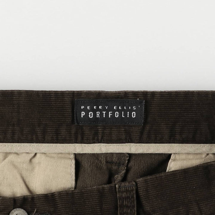Perry Ellis PERRY ELLIS PORTFOLIO Two-pleat Corduroy Pants Men's Size W34 cotton brown type Vintage Second Hand
