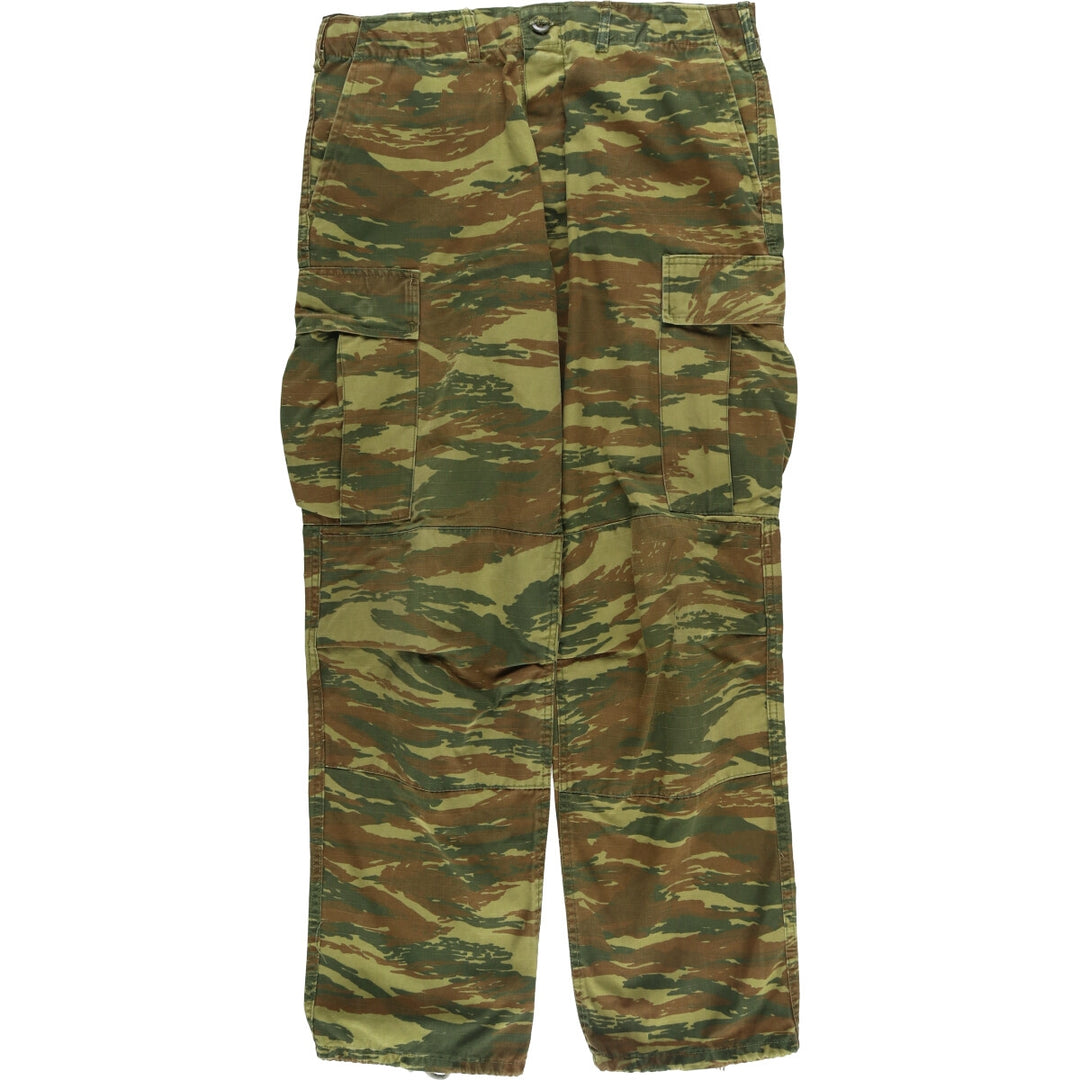 Greek Army Camouflage Pattern Lizard Camo Ripstop Military Cargo Pants M Men's W35 equivalent polyester Khaki type Vintage Second Hand
