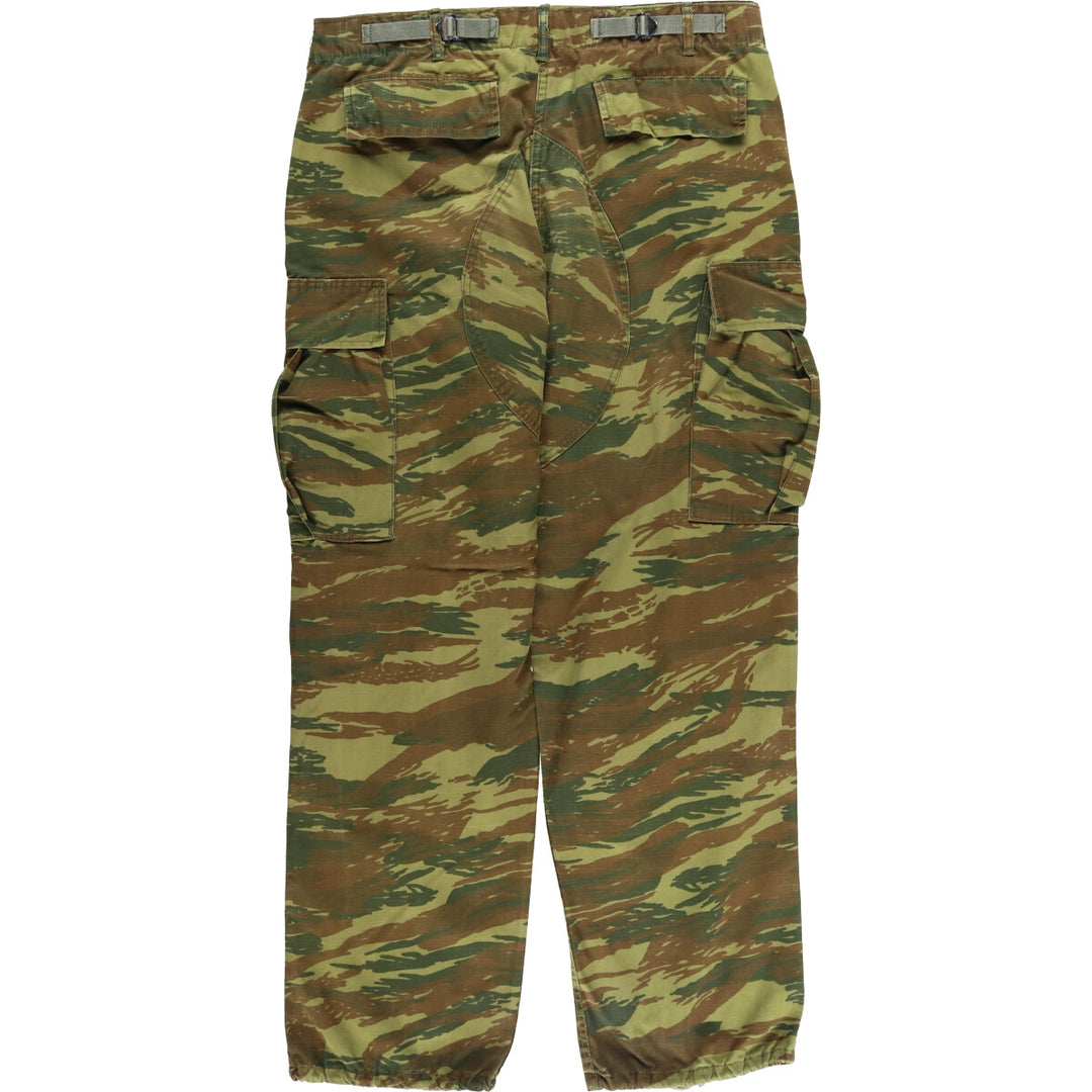 Greek Army Camouflage Pattern Lizard Camo Ripstop Military Cargo Pants M Men's W35 equivalent polyester Khaki type Vintage Second Hand