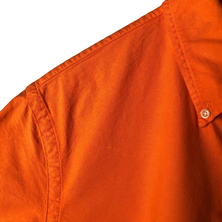 Ralph Lauren short sleeve button down shirt, men's size L cotton orange type Vintage Second Hand